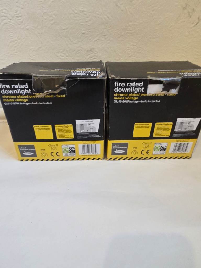 New Fire Rated Downlights - Chrome Plated, GU10 50W Halogen Bulb Included