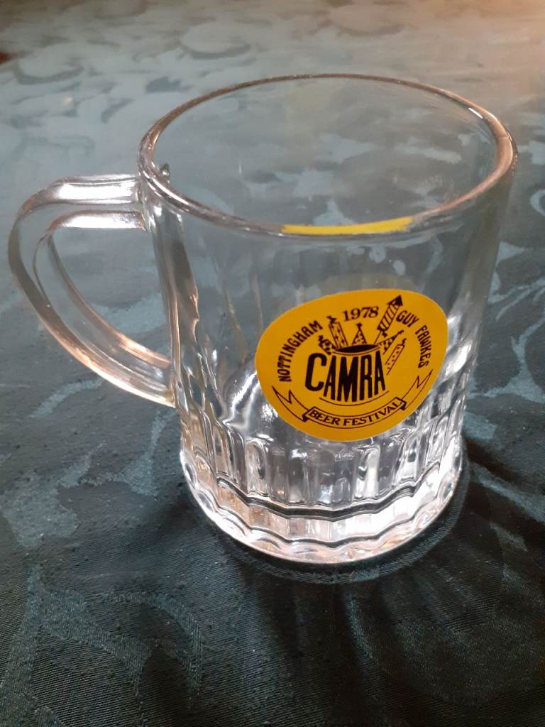  1978 Nottingham CAMRA Guy Fawkes Beer Festival Souvenir Glass .