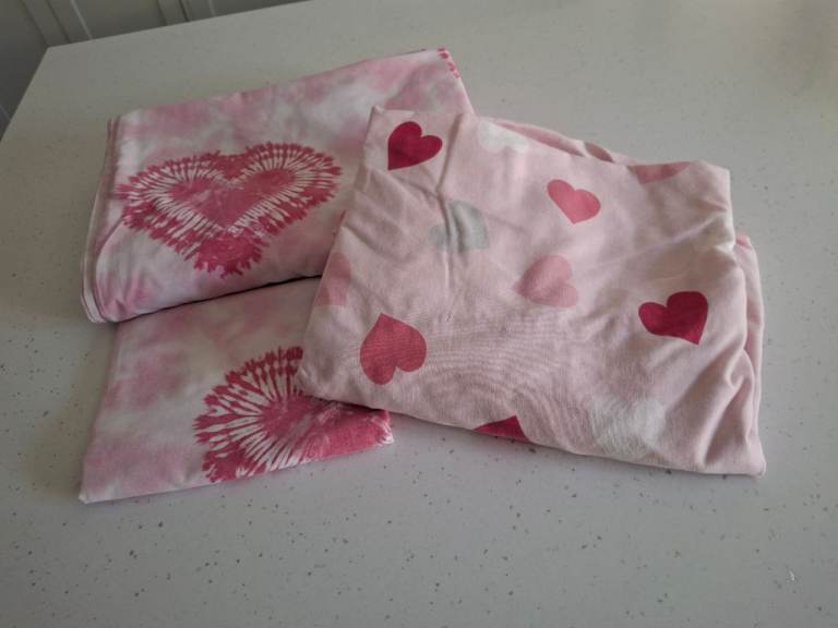 Dunelm kids pink hearts single bedding set 
