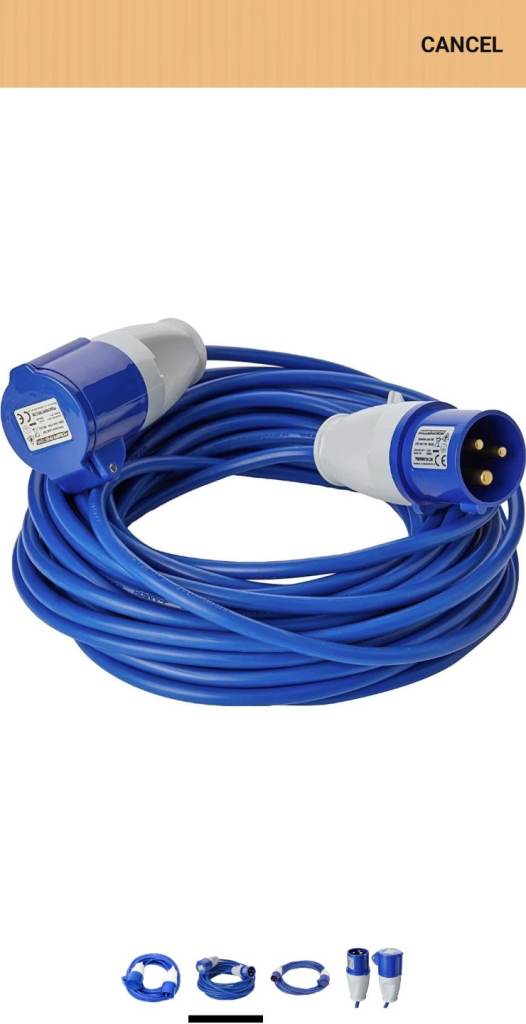 Caravan hook up cable 10m heavy duty 