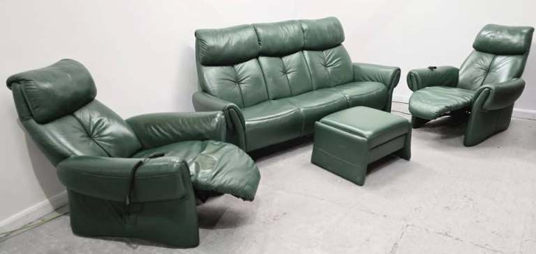 Himolla Leather 3 Seater NON Recliner Sofa and  2 Recliner Electric Chairs 1604251