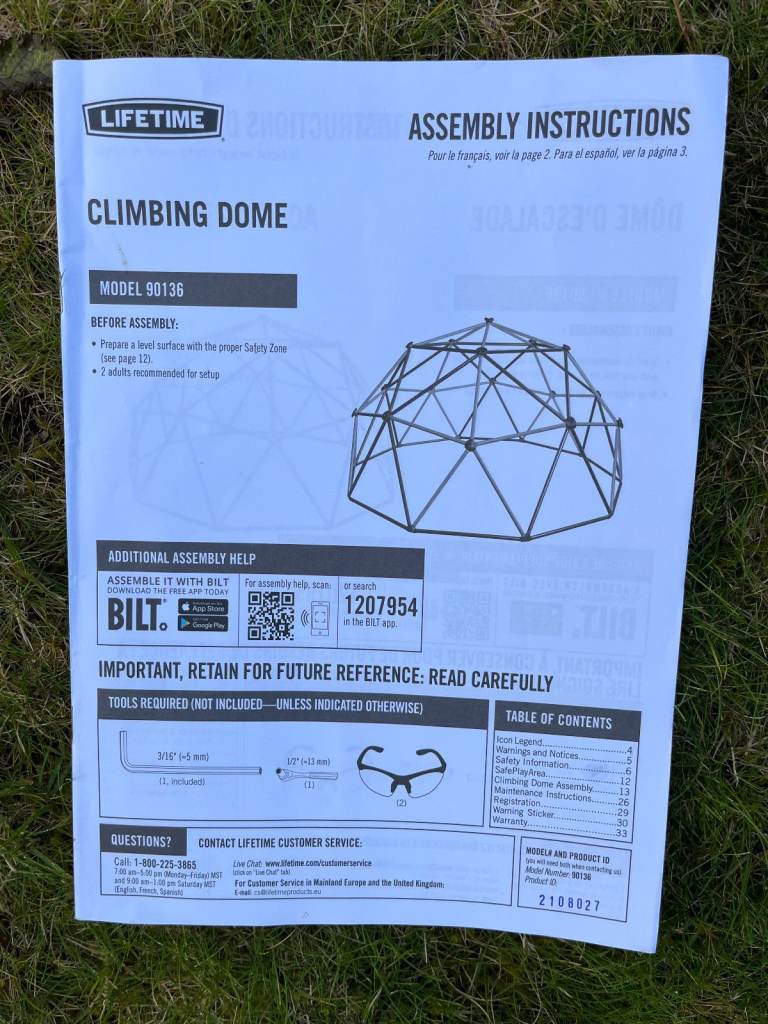 Lifetime Dome Climber 10ft W x 5ft H Climbing Frame 90136. Disassembled. Excellent Condition!