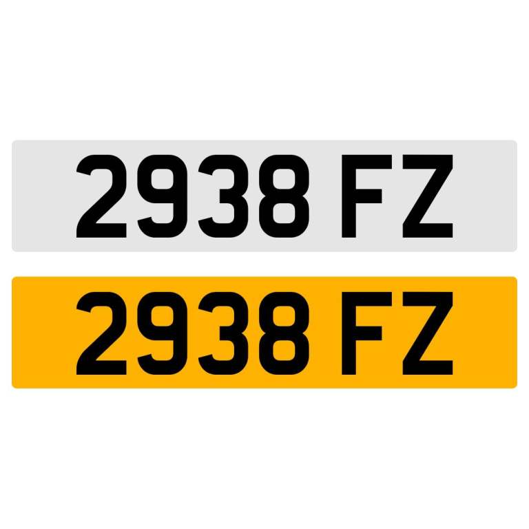 2938 FZ NUMBER PLATE NUMBERPLATE REGISTRATION CHERISHED DATELESS NORTHERN IRISH NI