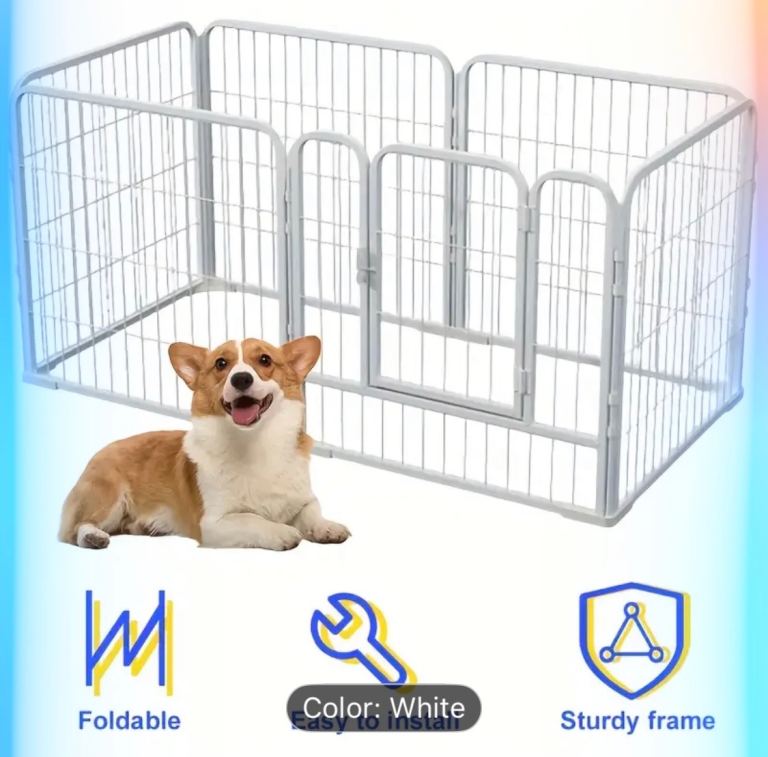 White dog crate metal
