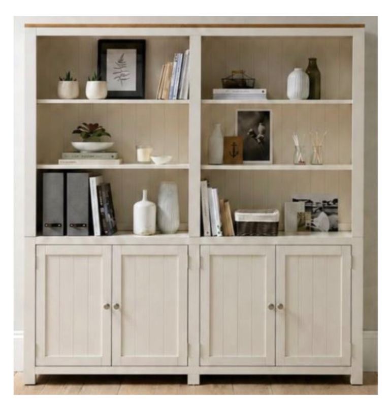 Cream Wooden Bookcase with Cupboards – perfect condition
