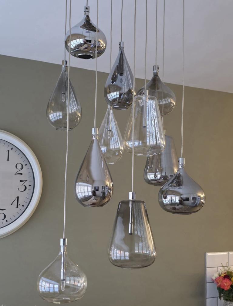 BHS 11 Glass Pendant Chandelier Ceiling Light 