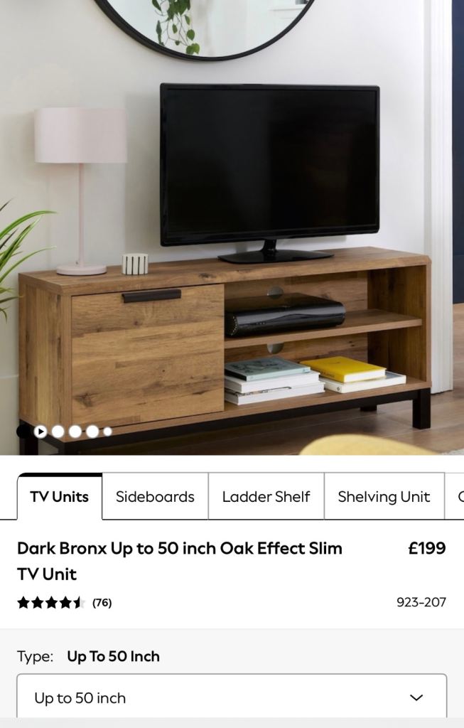 Next Bronx Slim TV Unit up to 50inch