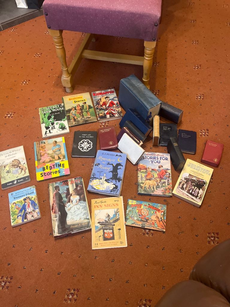 Various books old and bibles various prices 