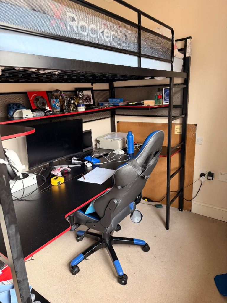 Gaming bed and desk