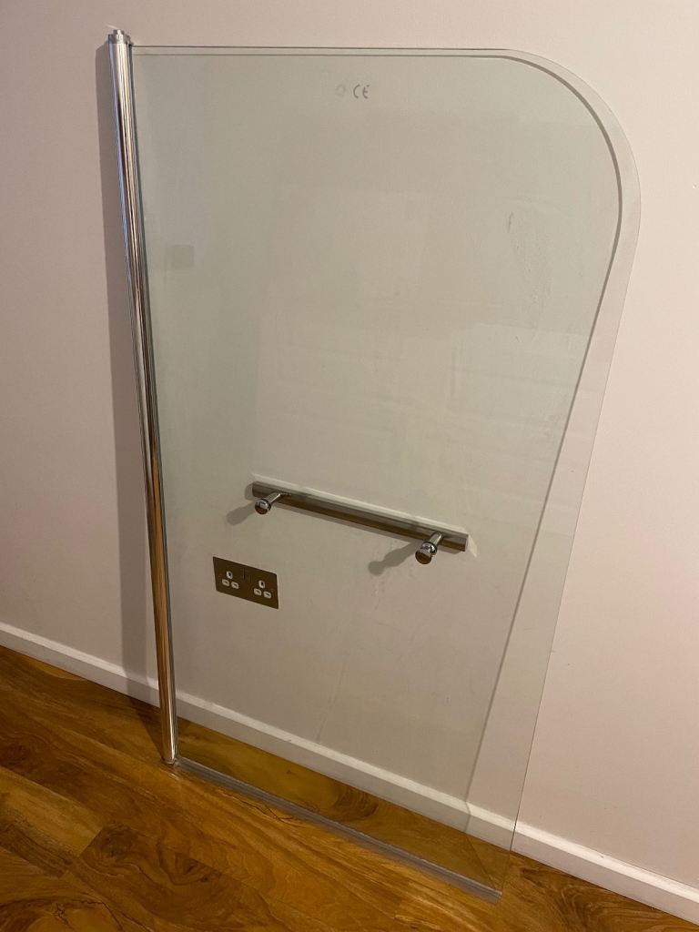 Hinged Straight Curved Top Bath Shower Screen & Rail - Chrome