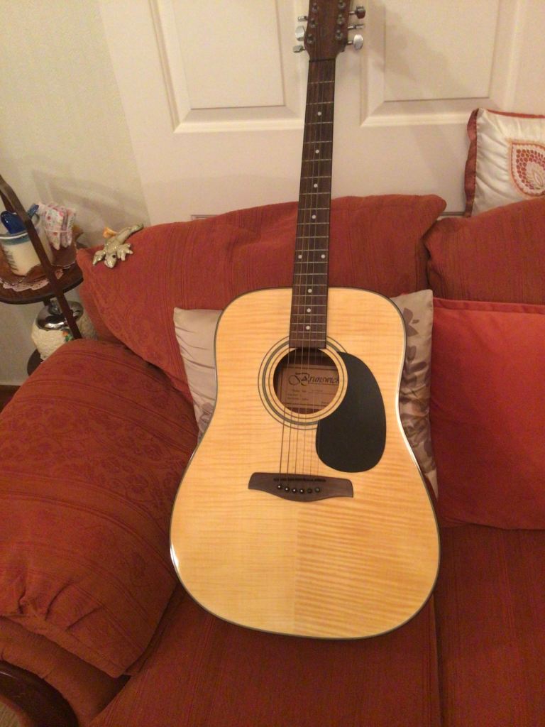 guitar jumbo acoustic full size with padded case brunswick make 