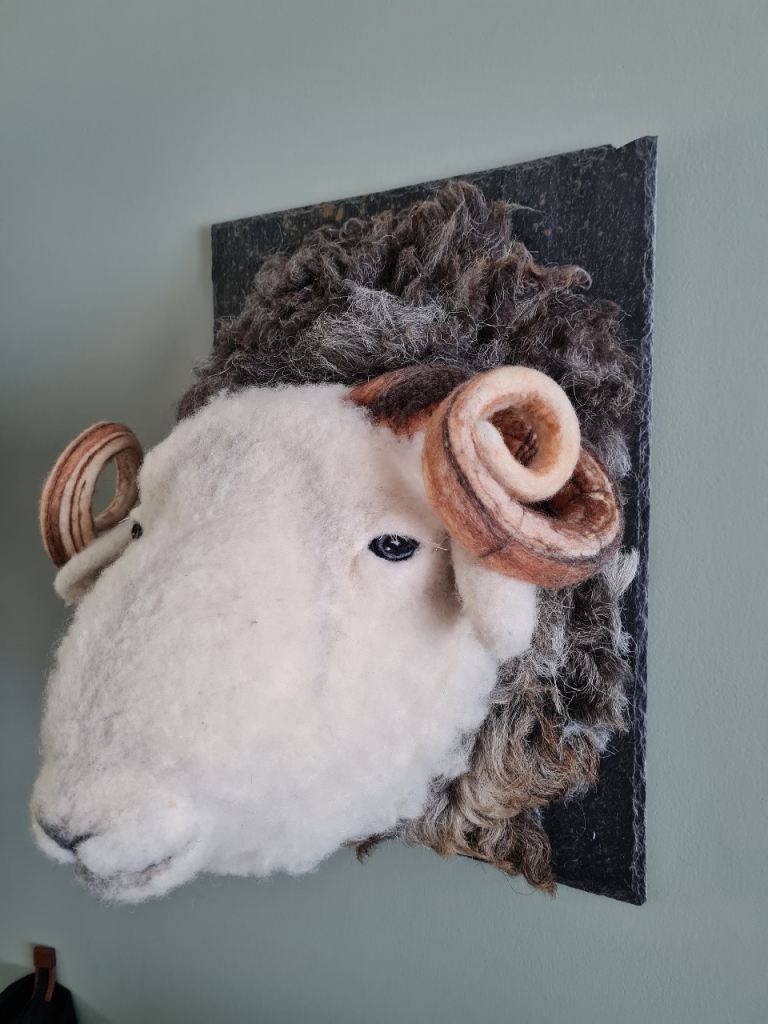 Large felted wool sheep head