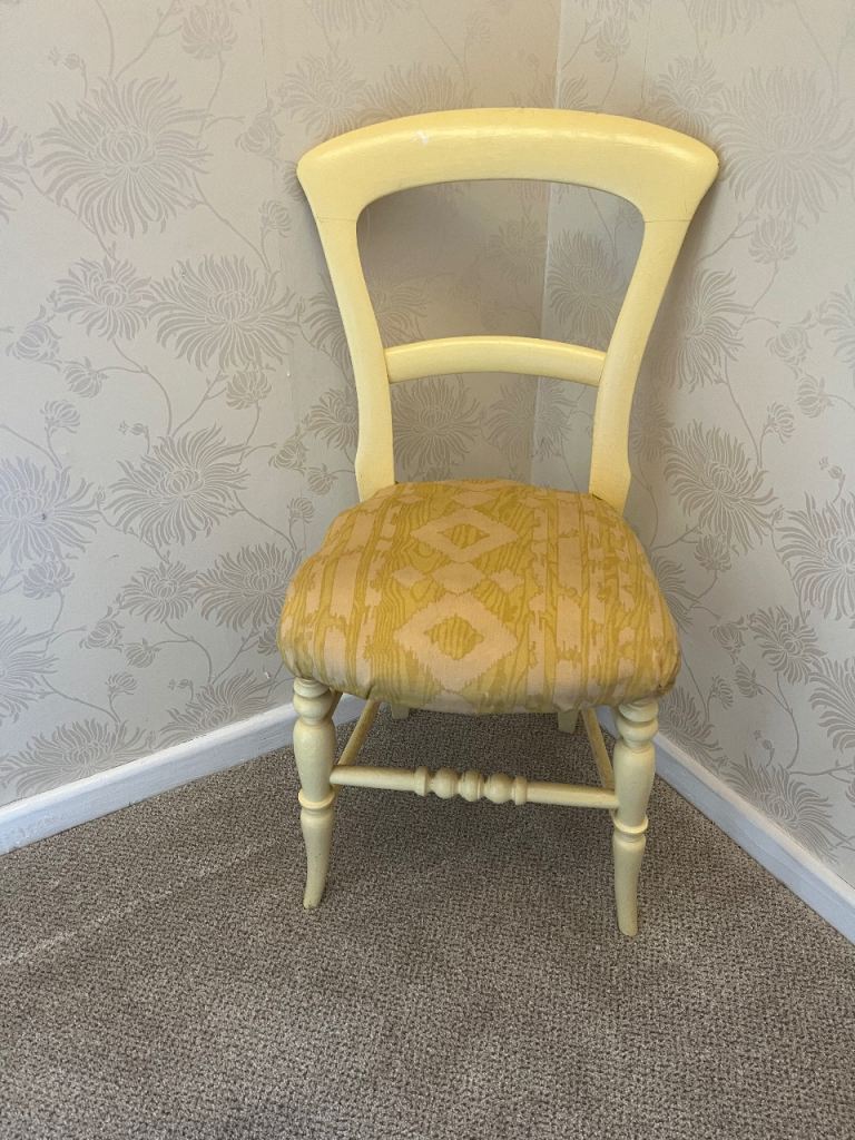 Vintage 1950’s ballon backed chair # yellow/gold upholstery 