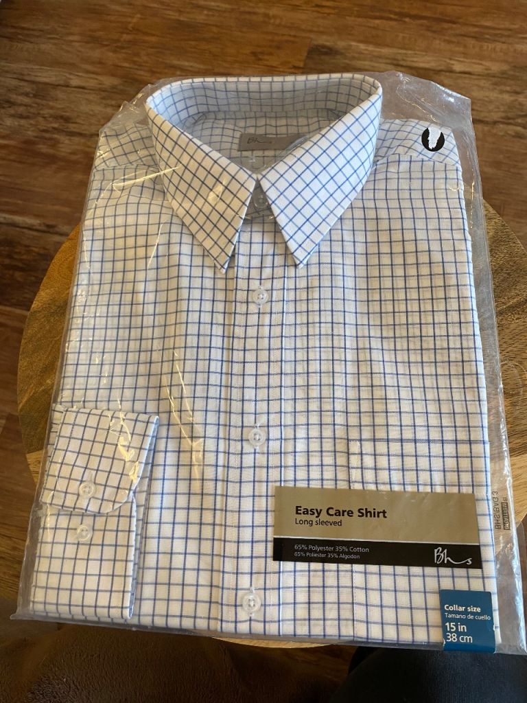 BHS Easy Care Long Sleeved Shirt – New, Collar 15in