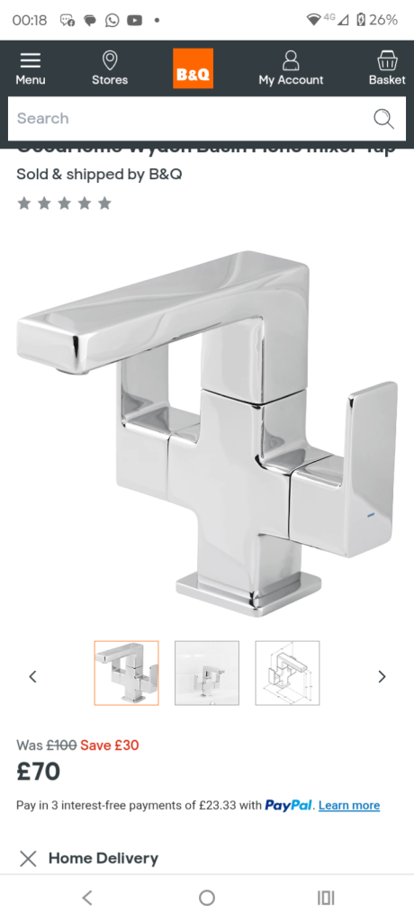 Chrome mixer tap 