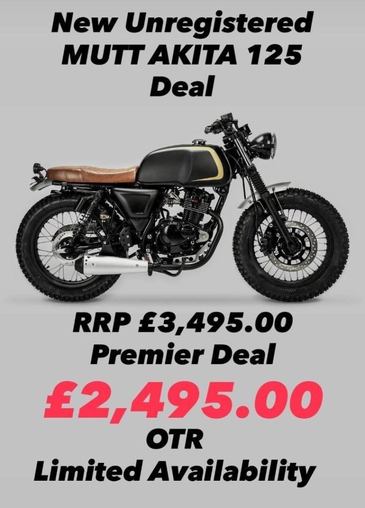New Unregistered Mutt Akita 125 Black and Gold Motorcycle  Save 1K 
