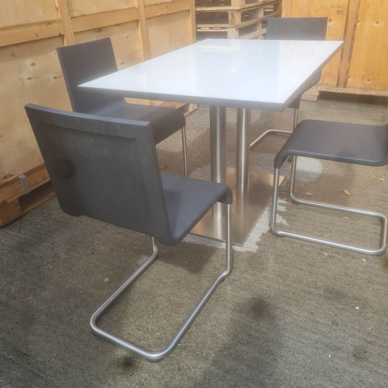 White commercial cafe tables 