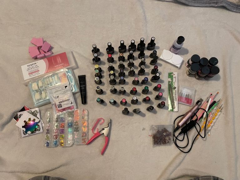 Large Nail Art Kit with Gel Polishes, Tools, and Decorations
