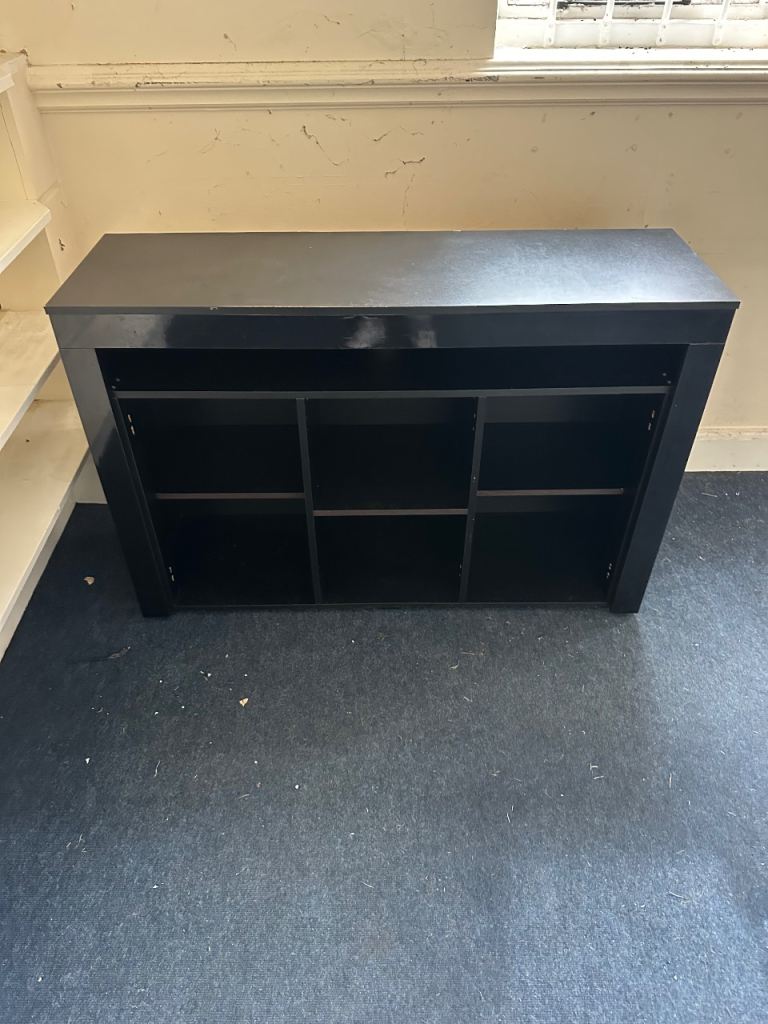 Black bookcase shelving unit 