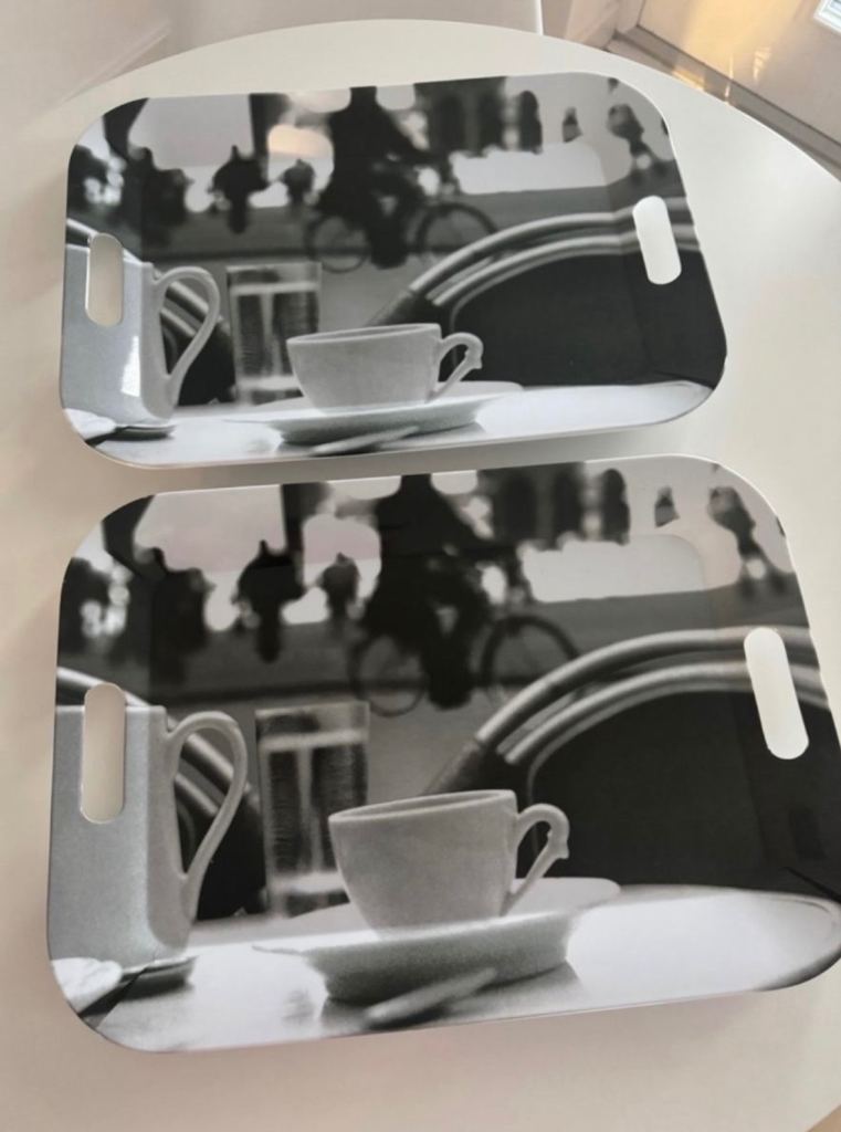 Two black/white Dinner Trays £2 both