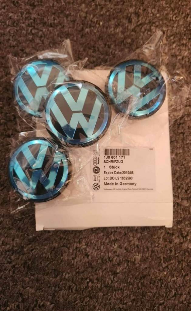 Set of VW alloy wheel hub centre caps 65 mm
