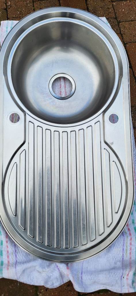 Stainless Steel Sink Round Basin & Drainer with Mixer Tap & Basket