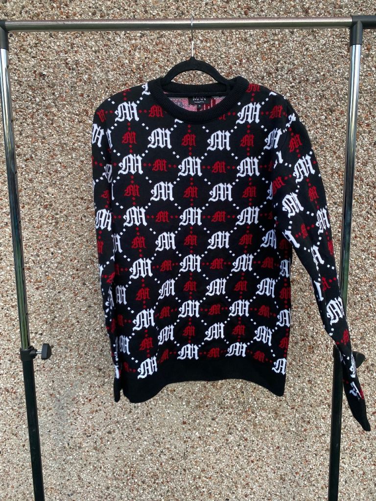 BoohooMAN Black, Red & White Jumper - Size M, Good Condition