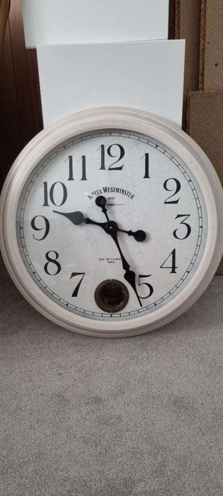 Large shabby chic style metal clock