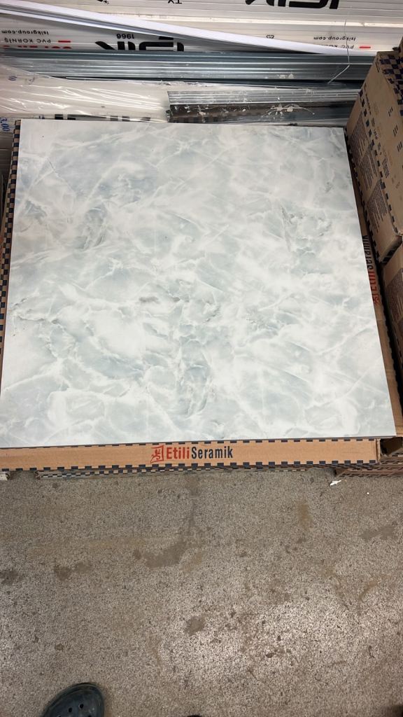 15 sqm Premium Blue Onyx Marble Effect Polished Porcelain Tiles 600x600mm
