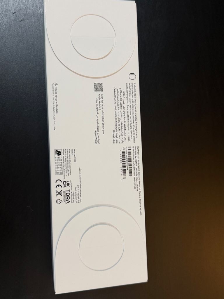 New Apple Watch Series 10 GPS, 46mm Jet Black Aluminium Case with Sport Band M/L