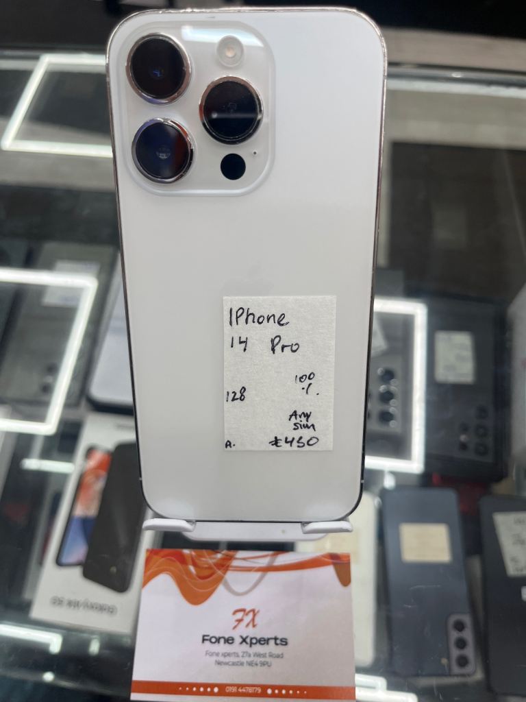 Apple iPhone 14 Pro!! 128GB!! Any sim working!! 100% health battery White colour