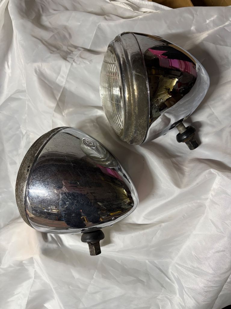 Lucas MBL 147 King of The Road Headlamp’s In Chrome Classic Car Vintage