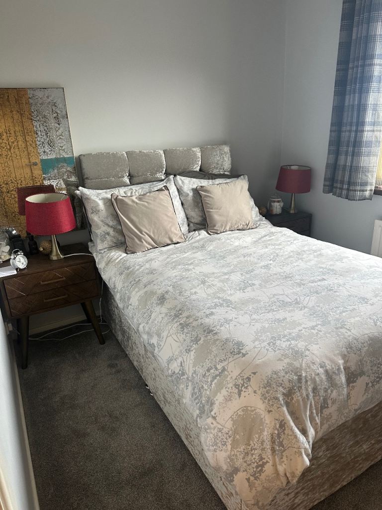 4ft Small Double Divan Bed + Headboard + mattress