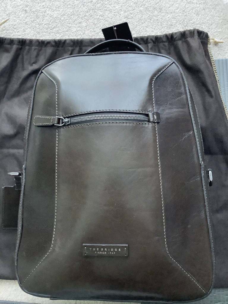 NEW The Bridge Men's leather bag, Backpack, rucksack dark Brown 40x30x13cm