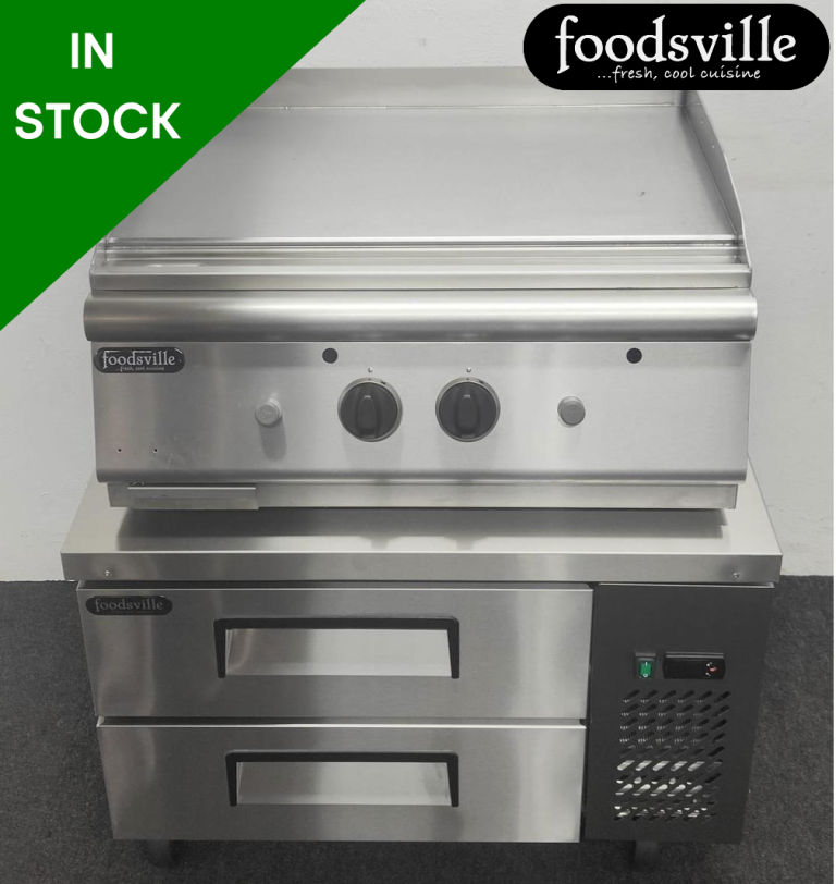 NEW Foodsville Heavy Duty Gas Griddle On Double Drawer Chef Base - PAY OVER 9 MONTHS OR 20% OFF!