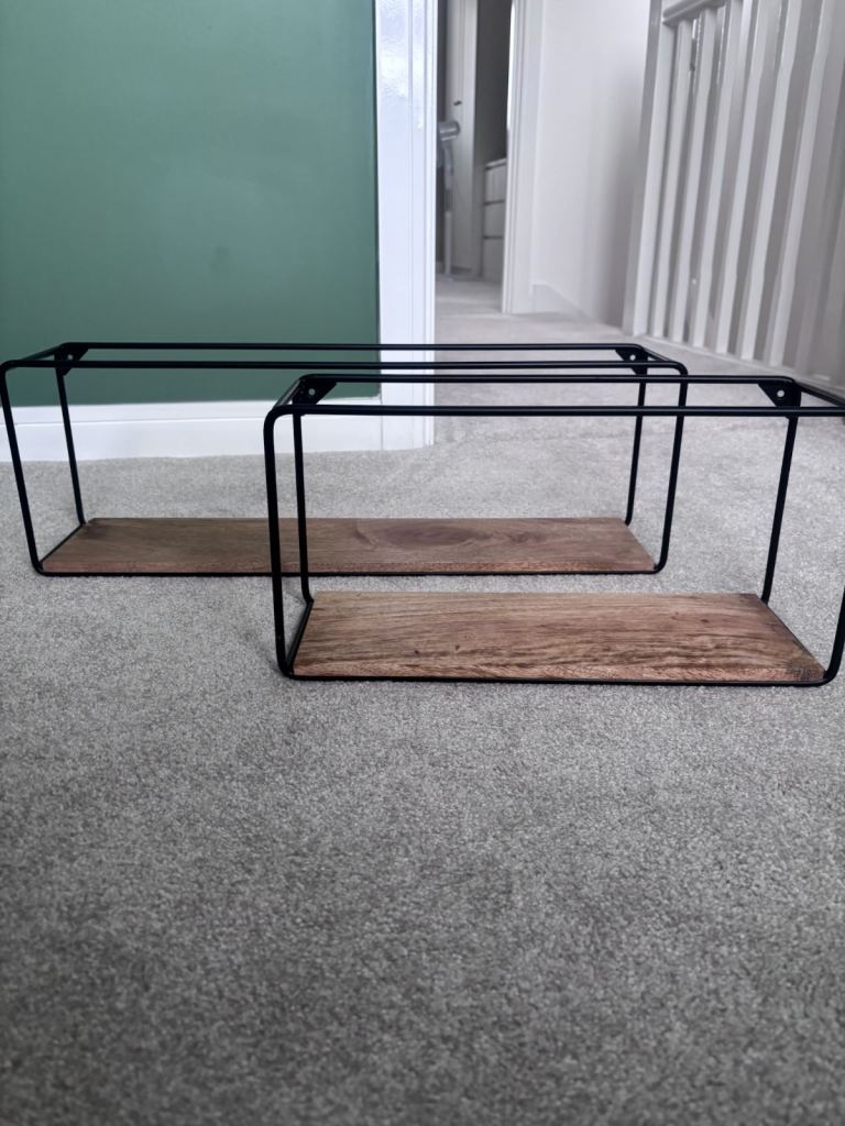 Pair of wooden shelves