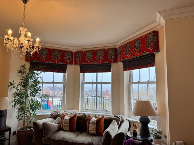 Roman blinds x4 with pelmets bespoke handmade with trim 
