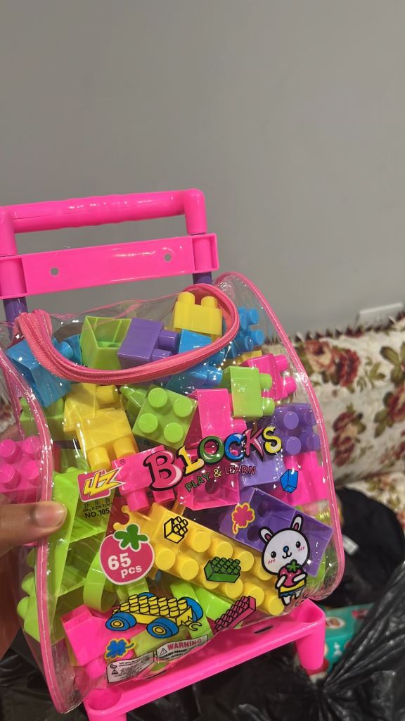 New 'Blocks' Building Set - 65 Pieces, Multicoloured