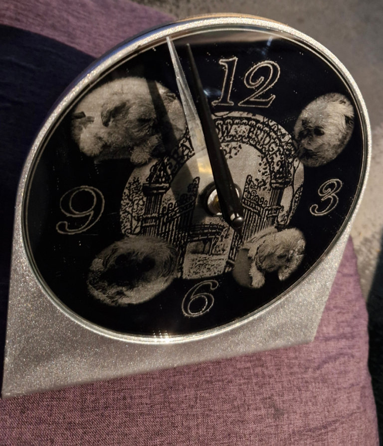 Laser Engraved Mirror/Wood PERSONLISED clock