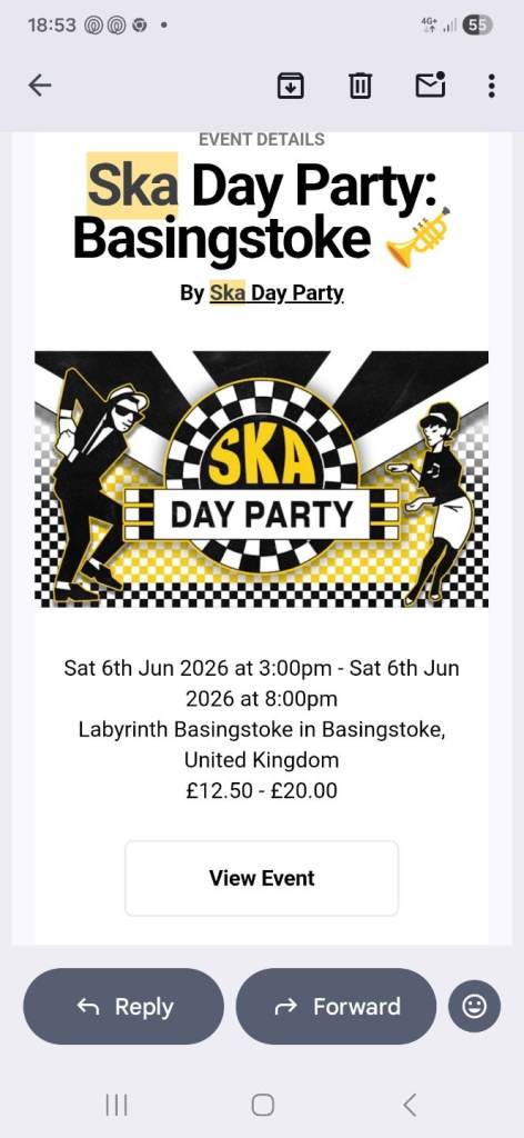 2 tickets to day SKA party in Basingstoke 
