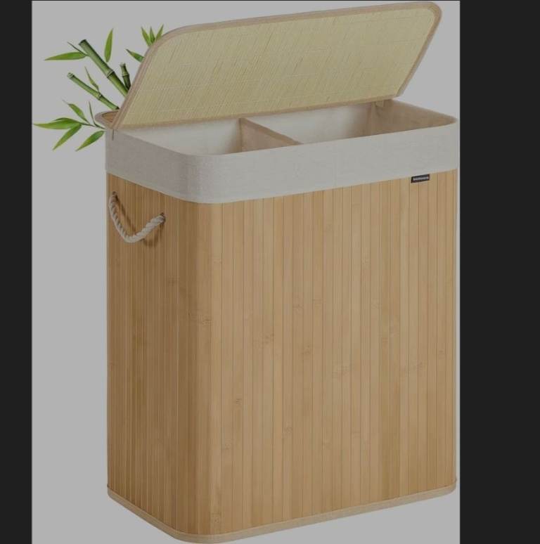 image for A new still boxed bamboo style Laundry Basket, 100 L, Laundry Hamper 