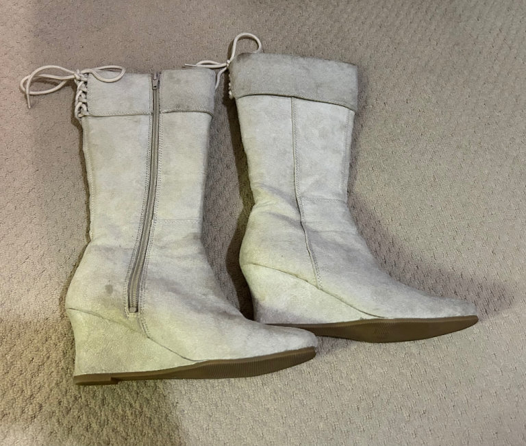 Size 2 cream knee high boots 