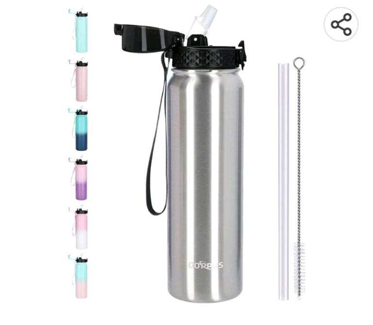 image for GOPPUS Stainless Steel Water Bottle with Straw 1 Litre brand new.