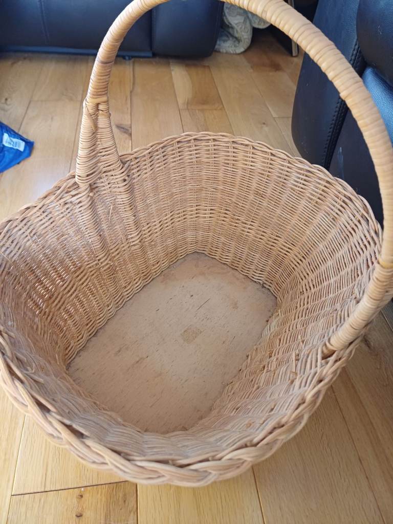 Wooden Wicker Basket with Handle