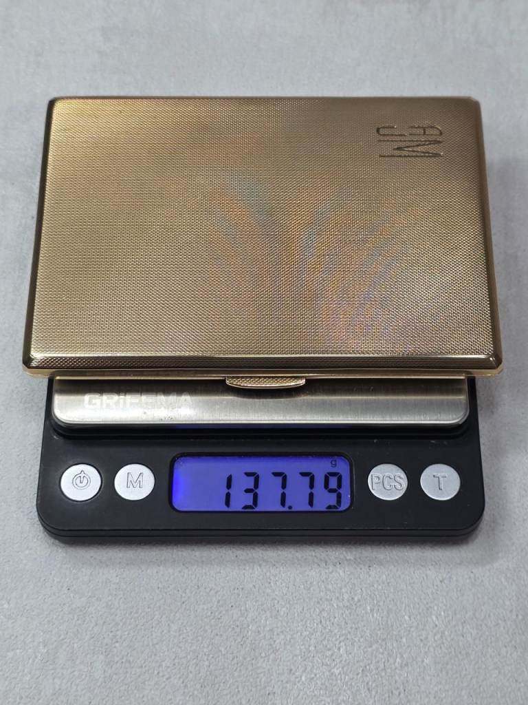 Vintage 9ct Gold Engine Turned Cigarette Case 137.79g Monogrammed Hallmarked