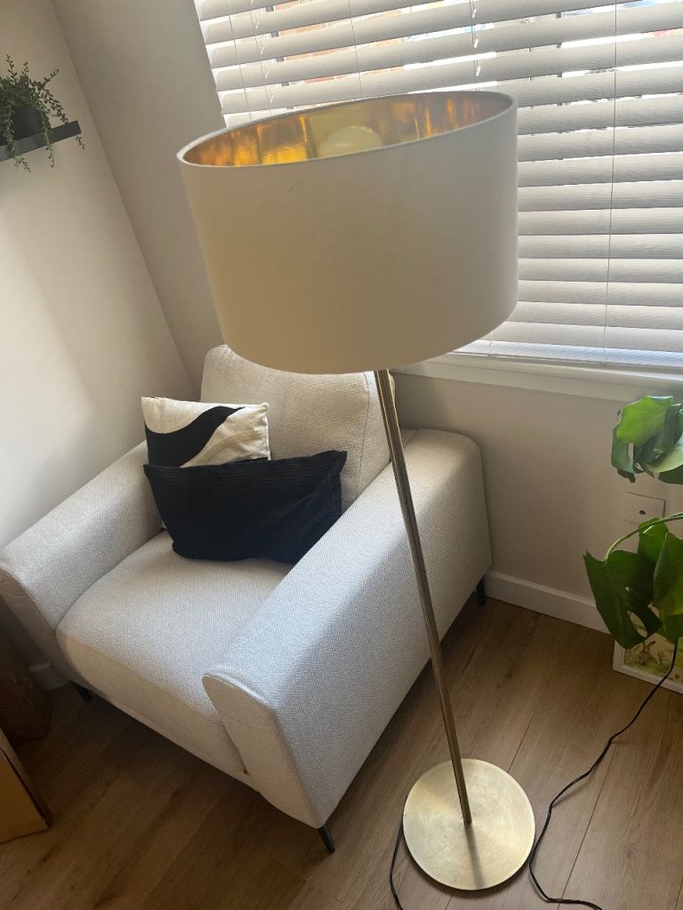 Gold & beige floor lamp