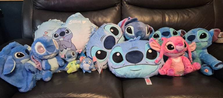 Large Stitch & Angel Plush Toy Bundle – Good Condition