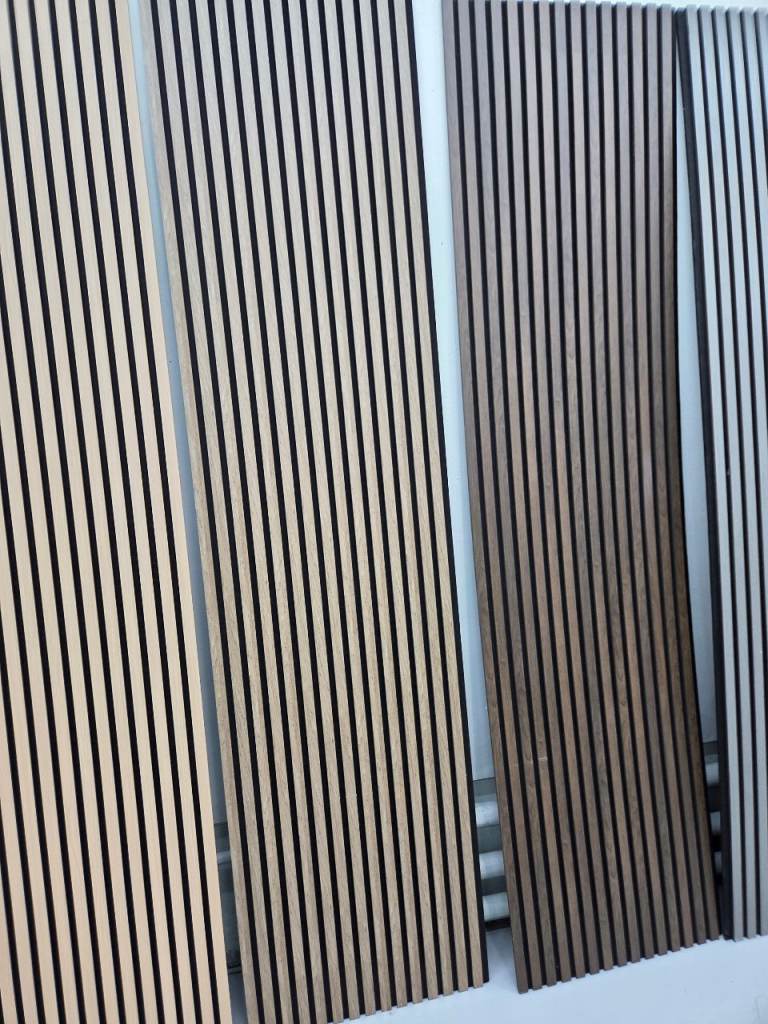 240*60cm Acoustic Wall Panels, Media Wall Panels, Slated MDF Panels Wood. Black Grey Oak Marble 