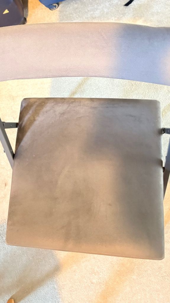 Grey Folding Chair – Good Condition, Fabric Seat