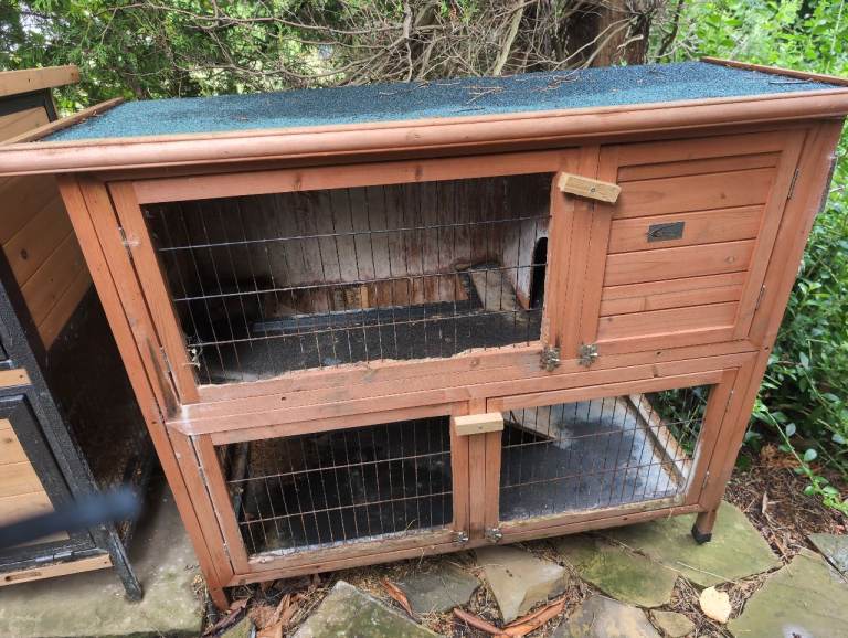 Wooden Rabbit Hutch 2 Level 
